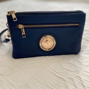Dark Blue Faux Leather Crossbody